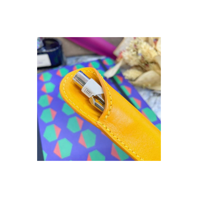 Etui stylo tulipe -Accessoire maroquinerie cuir- Atelier DE LAFORÊT