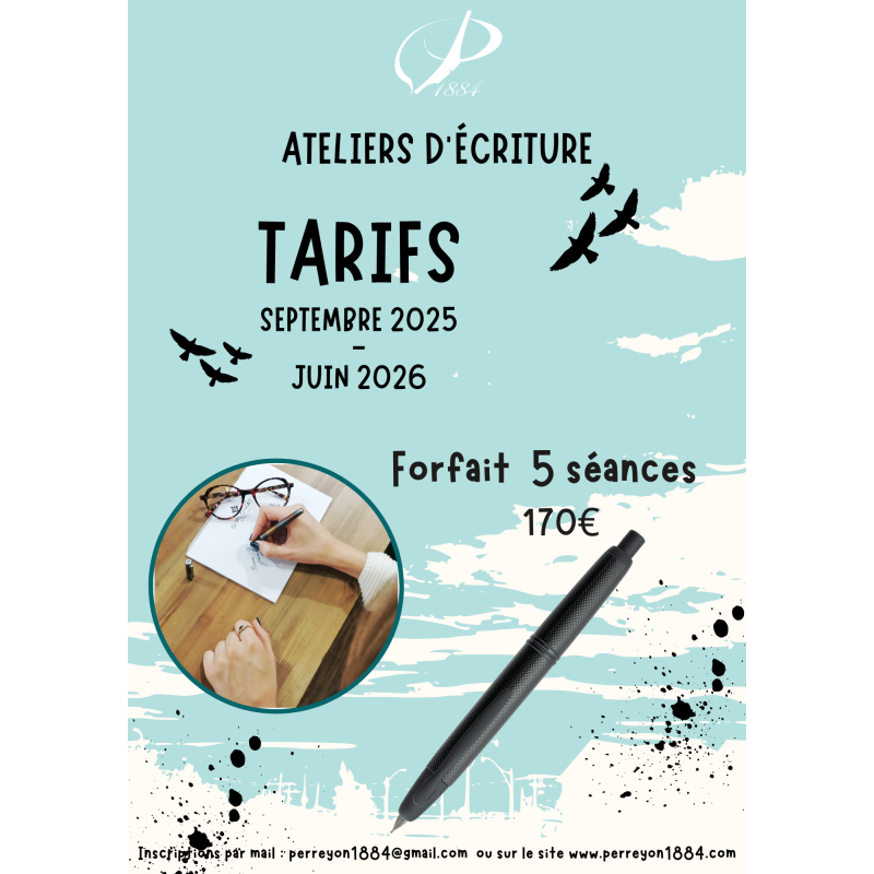 forfait 5 séances saison 2025-26 atelies d'écriture Perreyon Lyon forfait 5 séances saison 2025-26 atelies d'écriture Perreyon Lyon