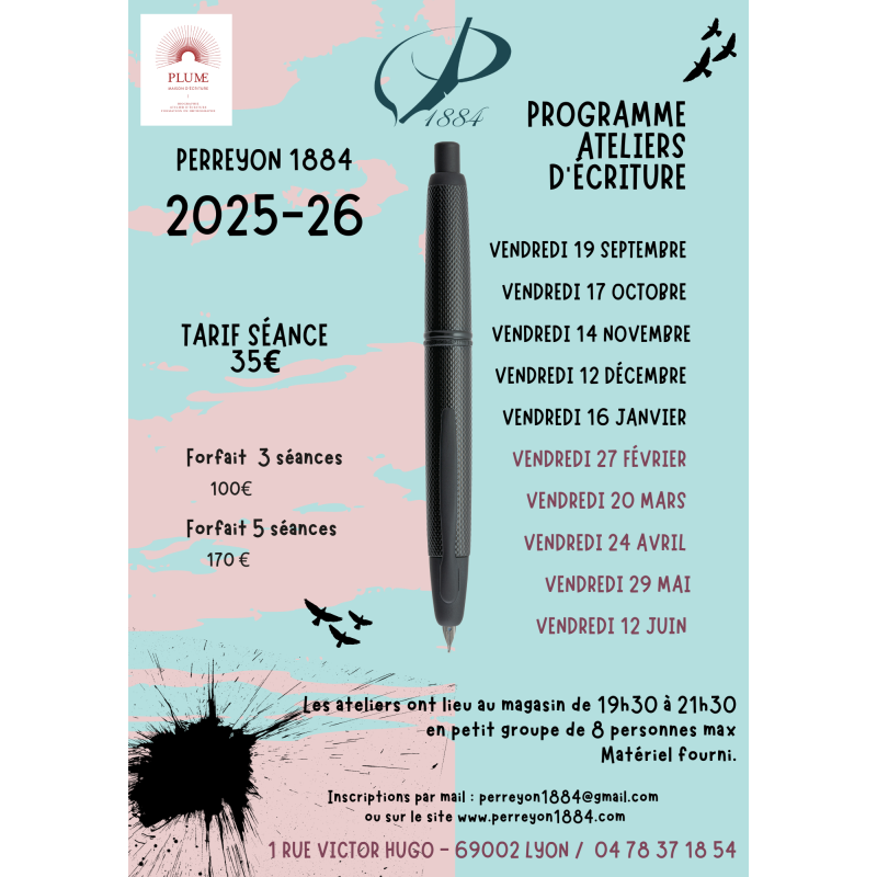 forfait 5 séances saison 2025-26 atelies d'écriture Perreyon Lyon