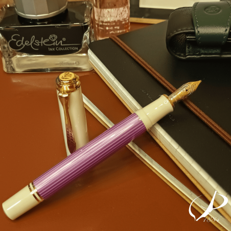 Stylo-Plume Pelikan Souverän M405 Noir/Bleu - Piston, Plume Or 14 Carats Rhodiée, Largeur F (Fine) - 9